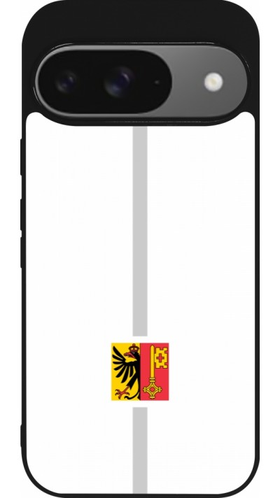 Coque Google Pixel 9 / Pixel 9 Pro - Silicone rigide noir Canton GE blanc