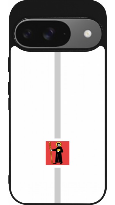 Coque Google Pixel 9 / Pixel 9 Pro - Silicone rigide noir Canton GL blanc