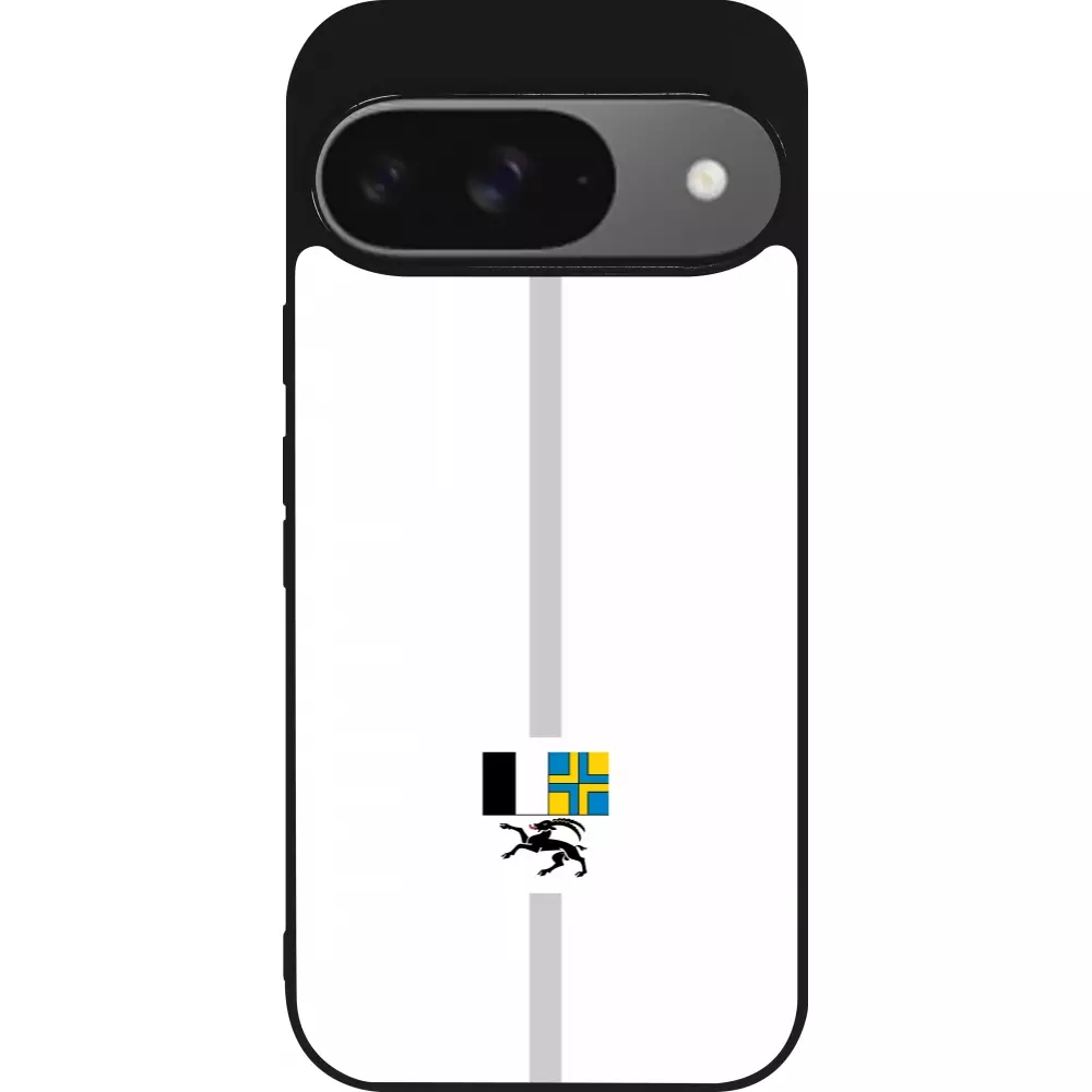Coque Google Pixel 9 / Pixel 9 Pro - Silicone rigide noir Canton GR blanc