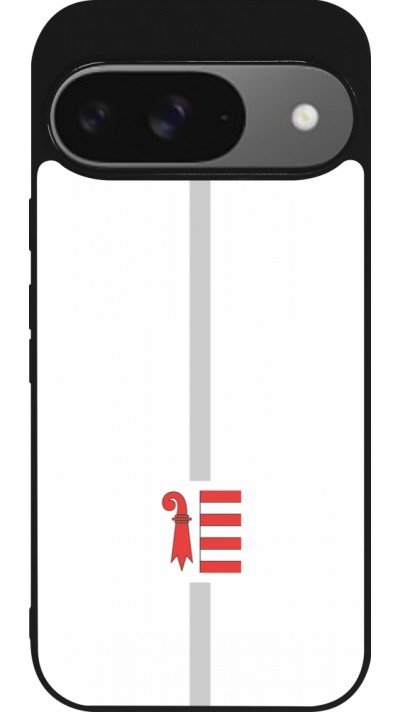 Coque Google Pixel 9 / Pixel 9 Pro - Silicone rigide noir Canton JU blanc