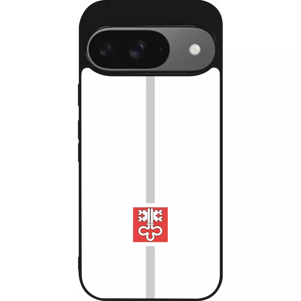 Coque Google Pixel 9 / Pixel 9 Pro - Silicone rigide noir Canton NW blanc