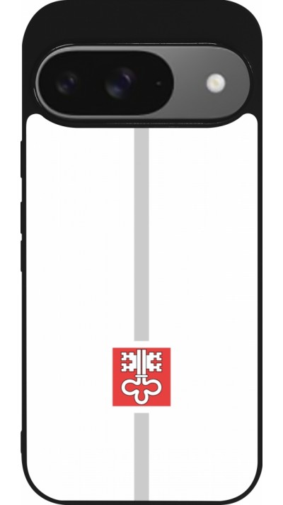 Coque Google Pixel 9 / Pixel 9 Pro - Silicone rigide noir Canton NW blanc