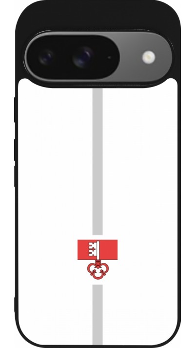Coque Google Pixel 9 / Pixel 9 Pro - Silicone rigide noir Canton OW blanc