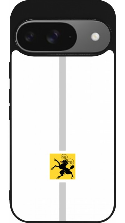 Coque Google Pixel 9 / Pixel 9 Pro - Silicone rigide noir Canton SH blanc