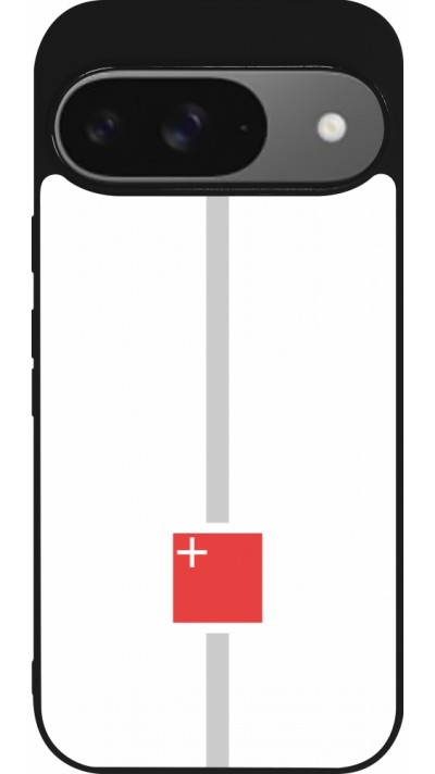 Coque Google Pixel 9 / Pixel 9 Pro - Silicone rigide noir Canton SZ blanc