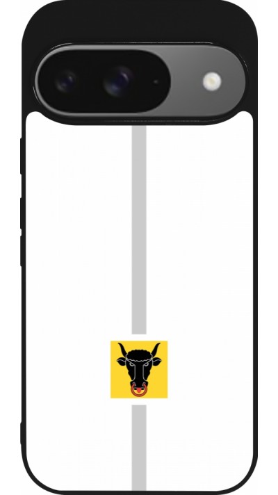Coque Google Pixel 9 / Pixel 9 Pro - Silicone rigide noir Canton UR blanc