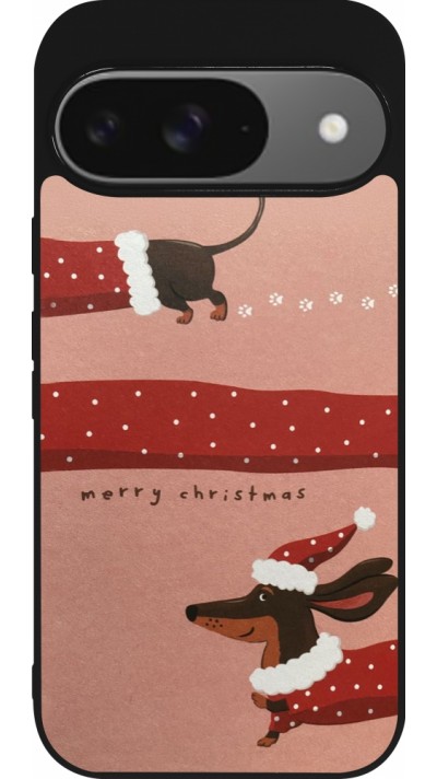 Google Pixel 9 / Pixel 9 Pro Case Hülle - Silikon schwarz Christmas 25 Teckel Merry Xmas