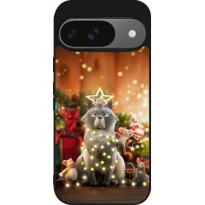 Google Pixel 9 / Pixel 9 Pro Case Hülle - Silikon schwarz Christmas 25 Xmas Cat