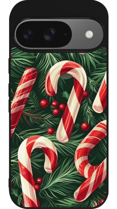 Google Pixel 9 / Pixel 9 Pro Case Hülle - Silikon schwarz Christmas 25 Xmas Stick