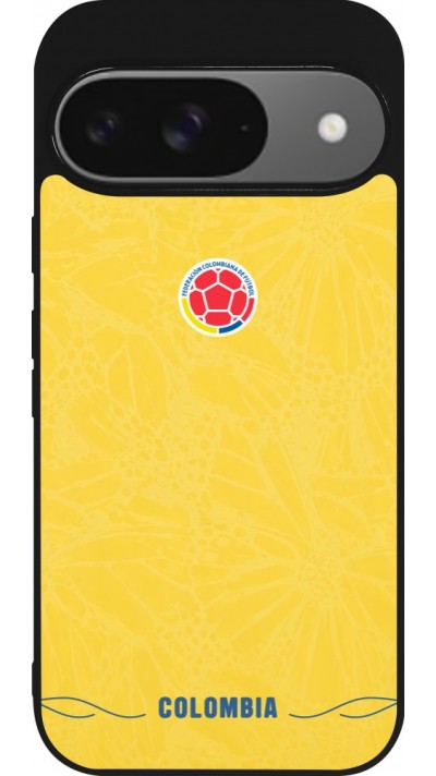 Coque Google Pixel 9 / Pixel 9 Pro - Silicone rigide noir Maillot de football Colombie 2026 personnalisable