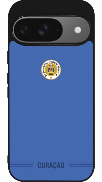 Coque Google Pixel 9 / Pixel 9 Pro - Silicone rigide noir Maillot de football Curaçao 2026 personnalisable