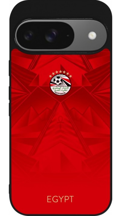 Coque Google Pixel 9 / Pixel 9 Pro - Silicone rigide noir Maillot de football Égypte 2026 personnalisable