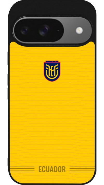 Coque Google Pixel 9 / Pixel 9 Pro - Silicone rigide noir Maillot de football Équateur 2026 personnalisable