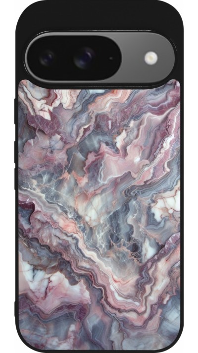 Google Pixel 9 / Pixel 9 Pro Case Hülle - Silikon schwarz Violetter silberner Marmor Google Pixel 9 / Pixel 9 Pro Case Hülle - Silikon schwarz Violetter silberner Marmor
