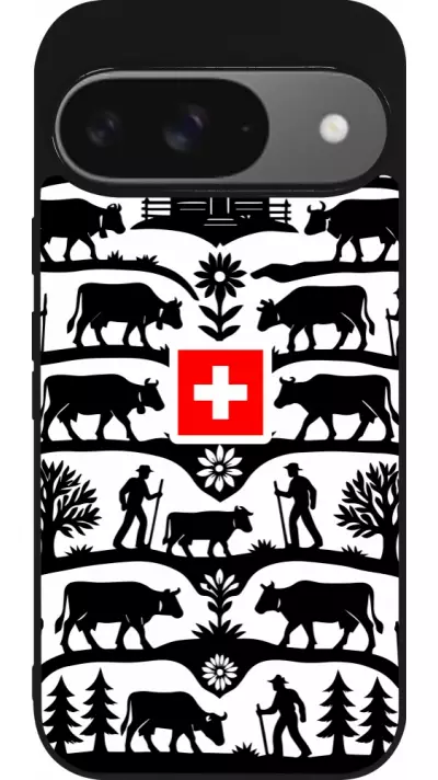 Coque Google Pixel 9 / Pixel 9 Pro - Silicone rigide noir Poya Suisse 3