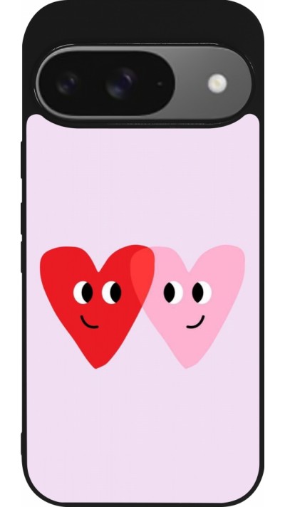 Coque Google Pixel 9 / Pixel 9 Pro - Silicone rigide noir Saint Valentines Day 26 Heart