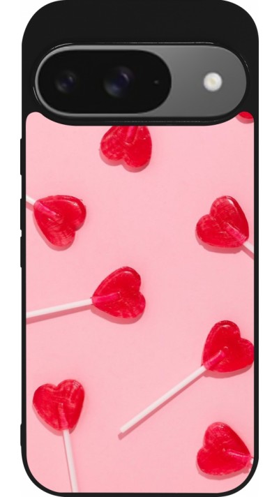 Coque Google Pixel 9 / Pixel 9 Pro - Silicone rigide noir Saint Valentines Day 26 Lollipop