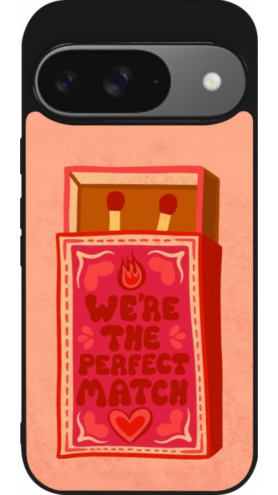 Coque Google Pixel 9 / Pixel 9 Pro - Silicone rigide noir Saint Valentines Day 26 Perfect Match