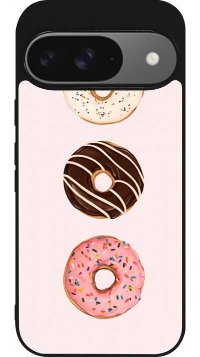 Google Pixel 9 / Pixel 9 Pro Case Hülle - Silikon schwarz Spring 23 donuts