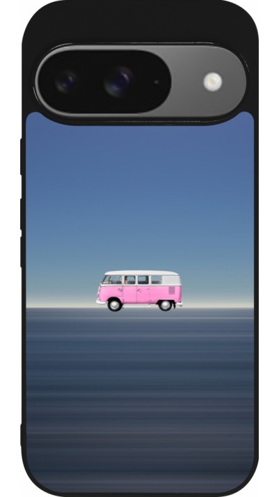 Google Pixel 9 / Pixel 9 Pro Case Hülle - Silikon schwarz Spring 23 pink bus