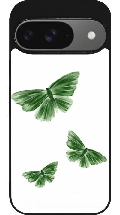 Coque Google Pixel 9 / Pixel 9 Pro - Silicone rigide noir Butterflies Spring 2026