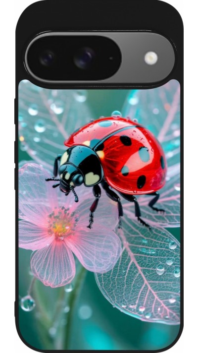 Coque Google Pixel 9 / Pixel 9 Pro - Silicone rigide noir Ladybird in bloom Spring 2026