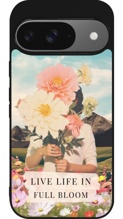 Coque Google Pixel 9 / Pixel 9 Pro - Silicone rigide noir Live life in full moon Spring 2026