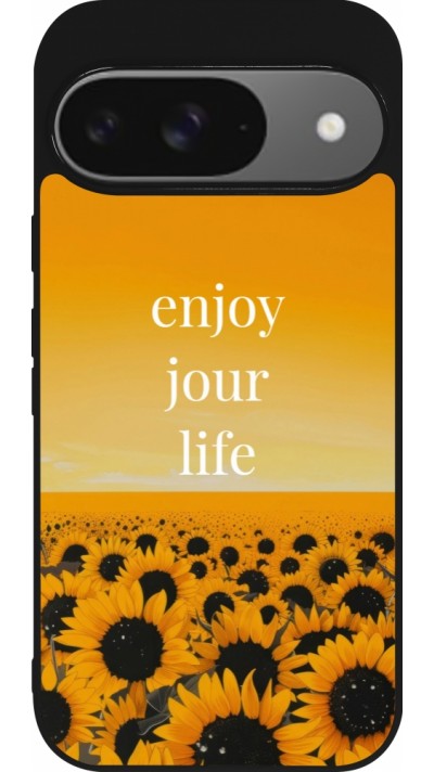 Google Pixel 9 / Pixel 9 Pro Case Hülle - Silikon schwarz Summer 2025 Enjoy your life