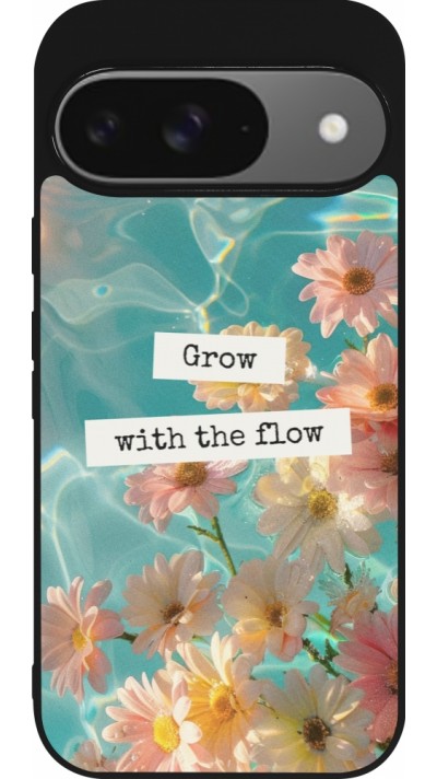 Google Pixel 9 / Pixel 9 Pro Case Hülle - Silikon schwarz Summer 2025 Grow with the flow