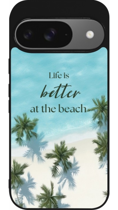 Google Pixel 9 / Pixel 9 Pro Case Hülle - Silikon schwarz Summer 2025 Life is better at the beach
