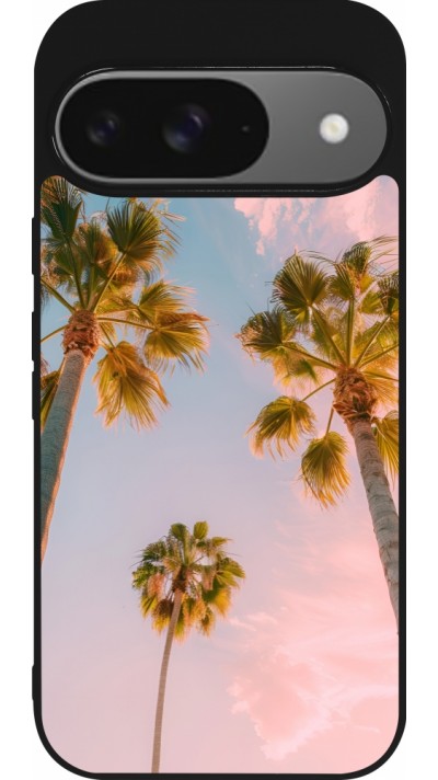 Google Pixel 9 / Pixel 9 Pro Case Hülle - Silikon schwarz Summer 2025 Palmiers