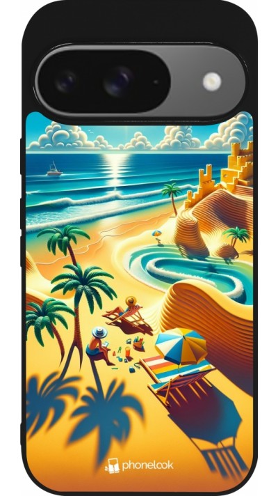 Google Pixel 9 / Pixel 9 Pro Case Hülle - Silikon schwarz Sonnenuntergang Brise
