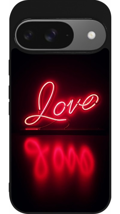 Google Pixel 9 / Pixel 9 Pro Case Hülle - Silikon schwarz Valentine 2025 Neon Liebe Google Pixel 9 / Pixel 9 Pro Case Hülle - Silikon schwarz Valentine 2025 Neon Liebe