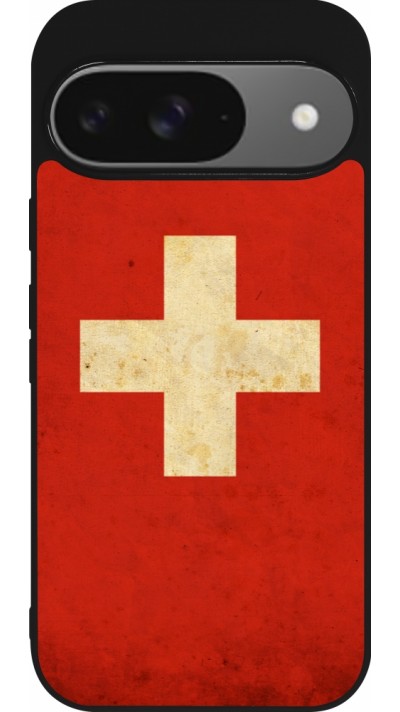 Google Pixel 9 / Pixel 9 Pro Case Hülle - Silikon schwarz Vintage Flag SWISS Google Pixel 9 / Pixel 9 Pro Case Hülle - Silikon schwarz Vintage Flag SWISS