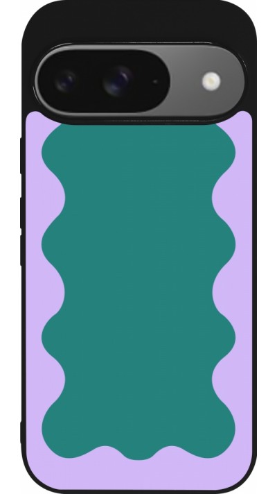 Google Pixel 9 / Pixel 9 Pro Case Hülle - Silikon schwarz Wavy Rectangle Green Purple Google Pixel 9 / Pixel 9 Pro Case Hülle - Silikon schwarz Wavy Rectangle Green Purple