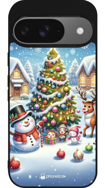 Google Pixel 9 / Pixel 9 Pro Case Hülle - Silikon schwarz Weihnachten 2023 Schneemann und Tannenbaum Google Pixel 9 / Pixel 9 Pro Case Hülle - Silikon schwarz Weihnachten 2023 Schneemann und Tannenbaum