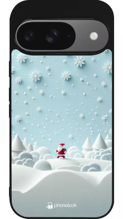 Coque Google Pixel 9 / Pixel 9 Pro - Silicone rigide noir Noël 2023 Petit Père Flocon