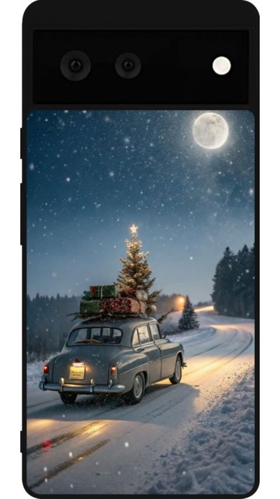 Coque Google Pixel 6 - Silicone rigide noir Christmas 25 Car with Tree Xmas