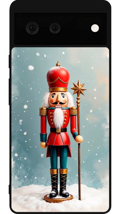 Coque Google Pixel 6 - Silicone rigide noir Christmas 25 Nutcracker Snow
