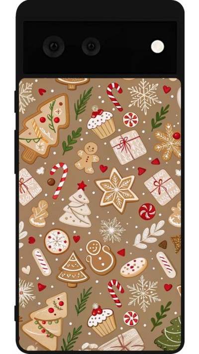 Coque Google Pixel 6 - Silicone rigide noir Christmas 25 Pattern Ginger Cookie