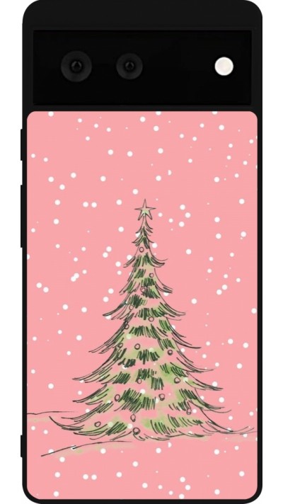 Coque Google Pixel 6 - Silicone rigide noir Christmas 25 Pink Tree