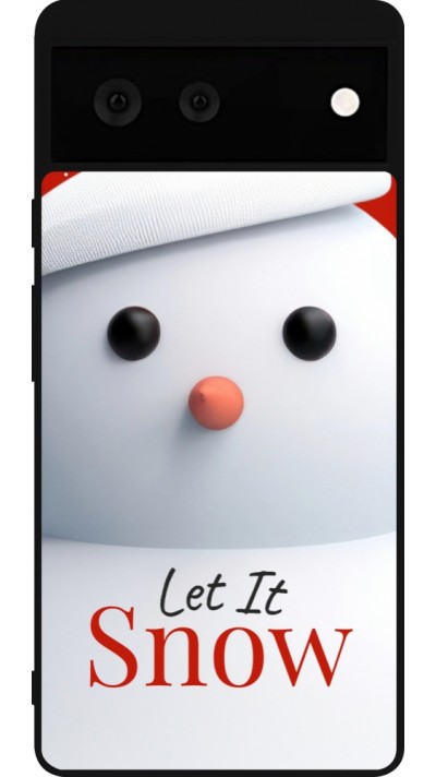Coque Google Pixel 6 - Silicone rigide noir Christmas 25 Xmas Snowman