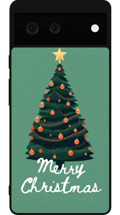 Coque Google Pixel 6 - Silicone rigide noir Christmas 25 Xmas Tree