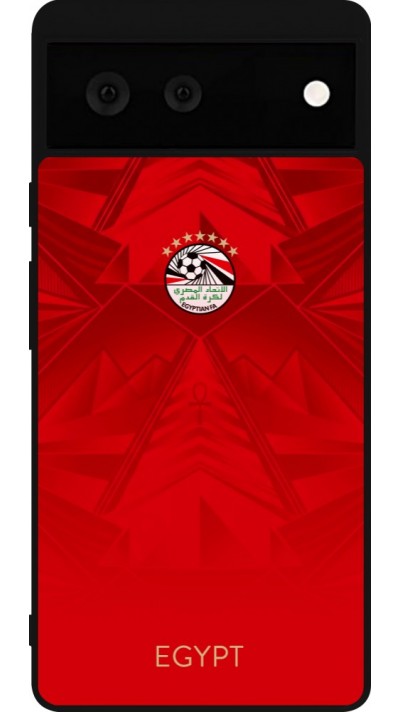 Coque Google Pixel 6 - Silicone rigide noir Maillot de football Égypte 2026 personnalisable