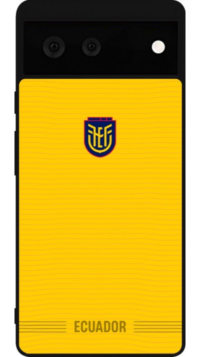 Coque Google Pixel 6 - Silicone rigide noir Maillot de football Équateur 2026 personnalisable