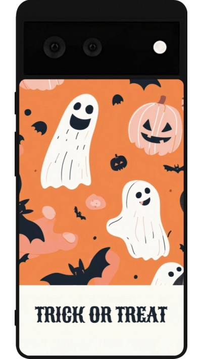 Coque Google Pixel 6 - Silicone rigide noir Halloween 2025 Trick treat