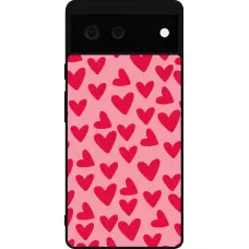 Coque Google Pixel 6 - Silicone rigide noir Mom 2024 petits coeurs