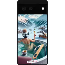 Coque Google Pixel 6 - Silicone rigide noir Montagne Glamour Jacuzzi