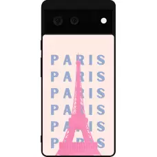 Coque Google Pixel 6 - Silicone rigide noir Paris Pink Print