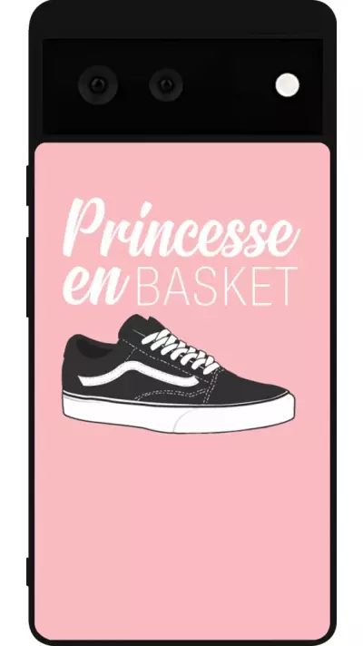 Coque Google Pixel 6 - Silicone rigide noir princesse en basket